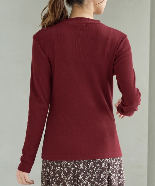 Honeys(ハニーズ)の「ジャカードハイネックT(Tシャツ/カットソー・レディース・ボルドー/グリーン/オフホワイト/モカ/パープル/イエロー/ブラック・S/M/LL/L)」の10枚目の写真