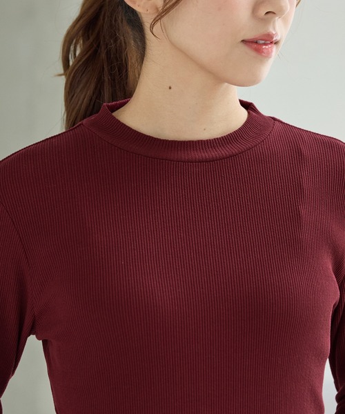 Honeys(ハニーズ)の「ジャカードハイネックT(Tシャツ/カットソー・レディース・ボルドー/グリーン/オフホワイト/モカ/パープル/イエロー/ブラック・S/M/LL/L)」の11枚目の写真