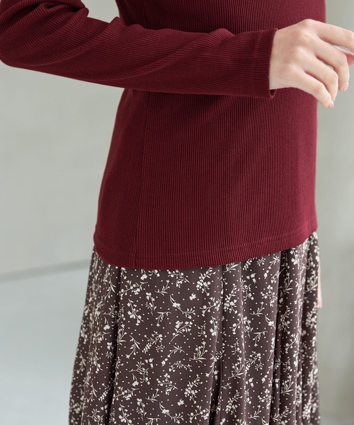 Honeys(ハニーズ)の「ジャカードハイネックT(Tシャツ/カットソー・レディース・ボルドー/グリーン/オフホワイト/モカ/パープル/イエロー/ブラック・S/M/LL/L)」の13枚目の写真