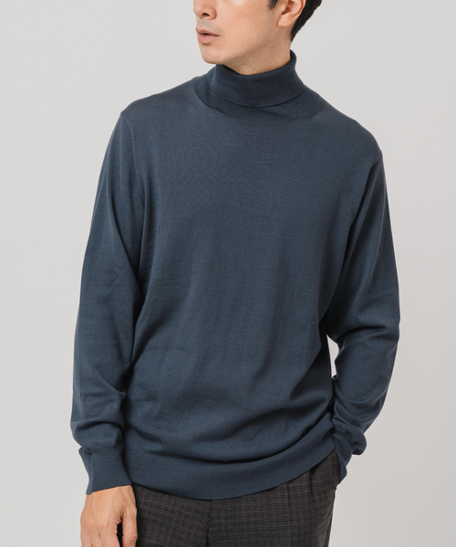 EDIFICE（エディフィス）の「14ゲージ ウール タートルネックニット（ニット/セーター・メンズ・ネイビー/ピンク/グリーン/ホワイト/ブラック/グレー・X-LARGE/LARGE/MEDIUM/SMALL）」の4枚目の写真