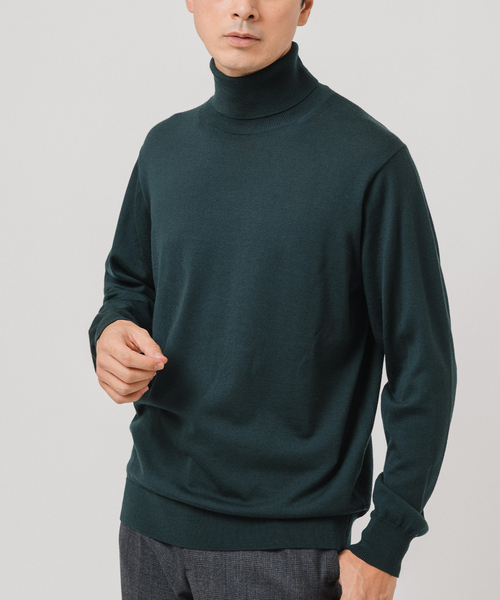 EDIFICE（エディフィス）の「14ゲージ ウール タートルネックニット（ニット/セーター・メンズ・ネイビー/ピンク/グリーン/ホワイト/ブラック/グレー・X-LARGE/LARGE/MEDIUM/SMALL）」の5枚目の写真