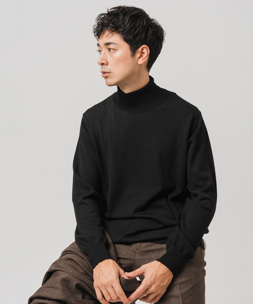 EDIFICE（エディフィス）の「14ゲージ ウール タートルネックニット（ニット/セーター・メンズ・ネイビー/ピンク/グリーン/ホワイト/ブラック/グレー・X-LARGE/LARGE/MEDIUM/SMALL）」の3枚目の写真