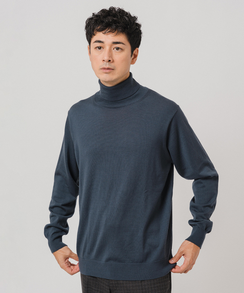 EDIFICE（エディフィス）の「14ゲージ ウール タートルネックニット（ニット/セーター・メンズ・ネイビー/ピンク/グリーン/ホワイト/ブラック/グレー・X-LARGE/LARGE/MEDIUM/SMALL）」の9枚目の写真