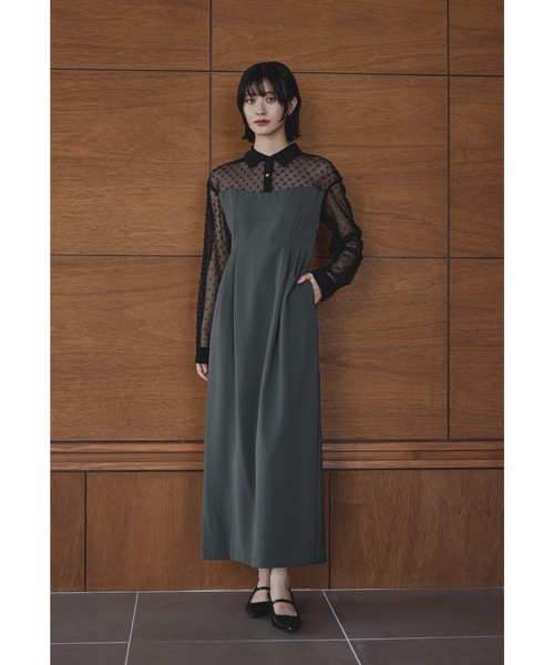 niana(ニアナ)の「ビーズシアーシャツドッキングドレス パーティードレス オケージョンドレス 結婚式 二次会 同窓会 成人式 ディナー デイリー お呼ばれワンピース(ドレス・レディース・ブラック/カーキ/チャコール・S/M/L)」の2枚目の写真
