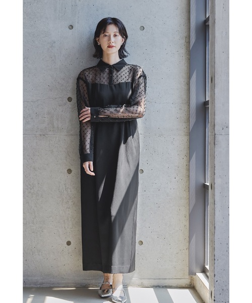 niana(ニアナ)の「ビーズシアーシャツドッキングドレス パーティードレス オケージョンドレス 結婚式 二次会 同窓会 成人式 ディナー デイリー お呼ばれワンピース(ドレス・レディース・ブラック/カーキ/チャコール・S/M/L)」の6枚目の写真