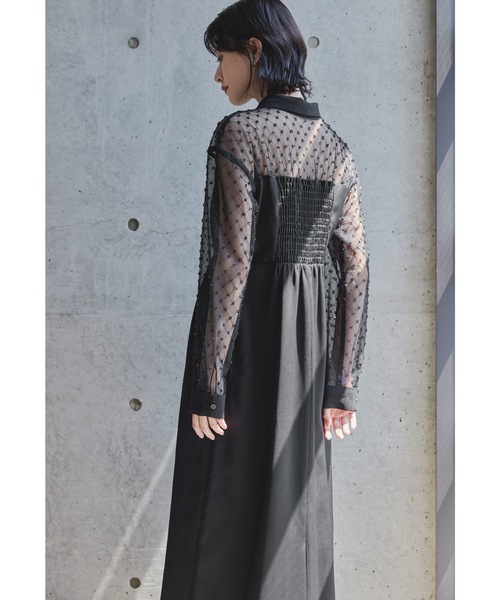niana(ニアナ)の「ビーズシアーシャツドッキングドレス パーティードレス オケージョンドレス 結婚式 二次会 同窓会 成人式 ディナー デイリー お呼ばれワンピース(ドレス・レディース・ブラック/カーキ/チャコール・S/M/L)」の9枚目の写真