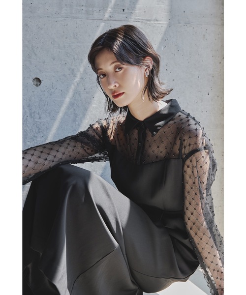 niana(ニアナ)の「ビーズシアーシャツドッキングドレス パーティードレス オケージョンドレス 結婚式 二次会 同窓会 成人式 ディナー デイリー お呼ばれワンピース(ドレス・レディース・ブラック/カーキ/チャコール・S/M/L)」の10枚目の写真