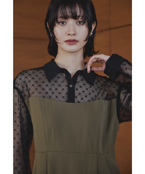 niana(ニアナ)の「ビーズシアーシャツドッキングドレス パーティードレス オケージョンドレス 結婚式 二次会 同窓会 成人式 ディナー デイリー お呼ばれワンピース(ドレス・レディース・ブラック/カーキ/チャコール・S/M/L)」の12枚目の写真