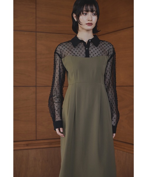niana(ニアナ)の「ビーズシアーシャツドッキングドレス パーティードレス オケージョンドレス 結婚式 二次会 同窓会 成人式 ディナー デイリー お呼ばれワンピース(ドレス・レディース・ブラック/カーキ/チャコール・S/M/L)」の14枚目の写真