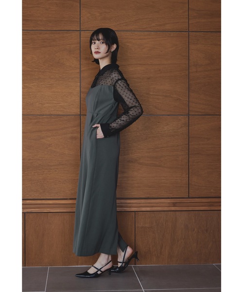 オケージョンドレス　ブラック　シアー sakishimatokyo ドレス シアー切り替えワンピース/フォーマルドレス