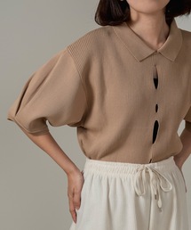 lawgy | perforated collar puff sleeve knit / パーフォレイテッドカラーパフスリーブニット(ニット/セーター)