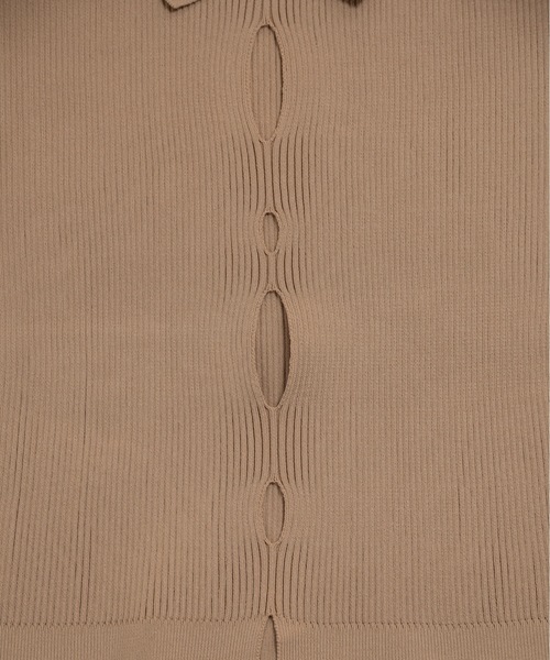 lawgy（ラウジー）の「perforated collar puff sleeve knit / パーフォレイテッドカラーパフスリーブニット（ニット/セーター・レディース・ボルドー/ベージュ/アイボリー/ミックスグレー・FREE）」の7枚目の写真