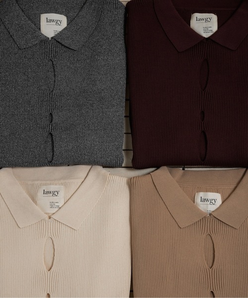 lawgy（ラウジー）の「perforated collar puff sleeve knit / パーフォレイテッドカラーパフスリーブニット（ニット/セーター・レディース・ボルドー/ベージュ/アイボリー/ミックスグレー・FREE）」の17枚目の写真