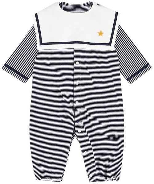 WACOAL KIDS BABY（ワコールキッズベイビー）の「ワコールベビー　プレオール　長袖　スタイ付き（ベビーパジャマ/スリーパー・キッズ・ベージュ/ネイビー・50-70/70-80）」の8枚目の写真