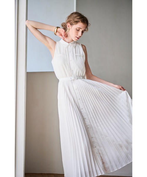 Estella.K(エステラケー)の「Miranda Pleated Dress ドットジャガードプリーツドレス(ワンピース・レディース・ブラック/ホワイト/ミント・FREE)」の2枚目の写真