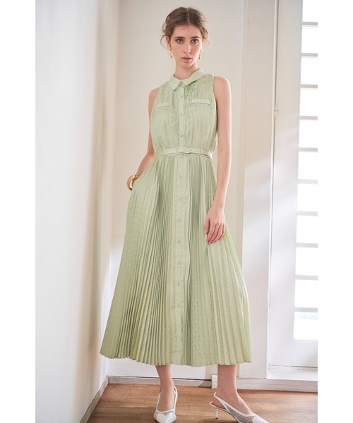 Miranda Pleated Dress ドットジャガードプリーツドレス（ワンピース