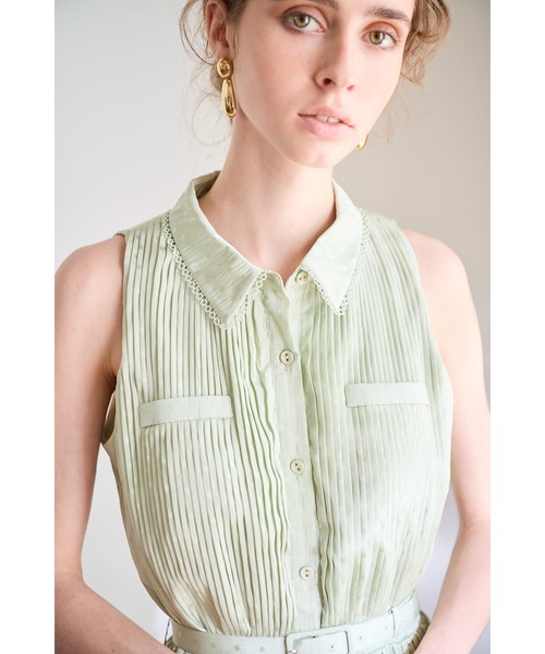 Estella.K(エステラケー)の「Miranda Pleated Dress ドットジャガードプリーツドレス(ワンピース・レディース・ブラック/ホワイト/ミント・FREE)」の21枚目の写真