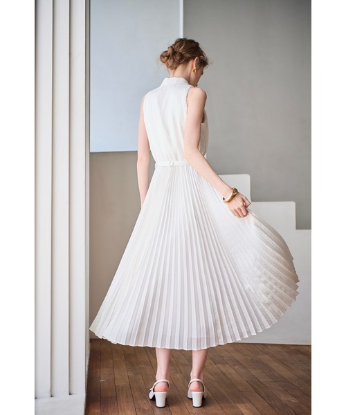 Miranda Pleated Dress ドットジャガードプリーツドレス（ワンピース