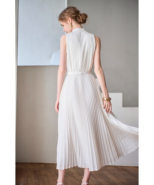 Estella.K(エステラケー)の「Miranda Pleated Dress ドットジャガードプリーツドレス(ワンピース・レディース・ブラック/ホワイト/ミント・FREE)」の8枚目の写真