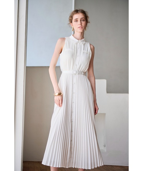 Estella.K(エステラケー)の「Miranda Pleated Dress ドットジャガードプリーツドレス(ワンピース・レディース・ブラック/ホワイト/ミント・FREE)」の6枚目の写真