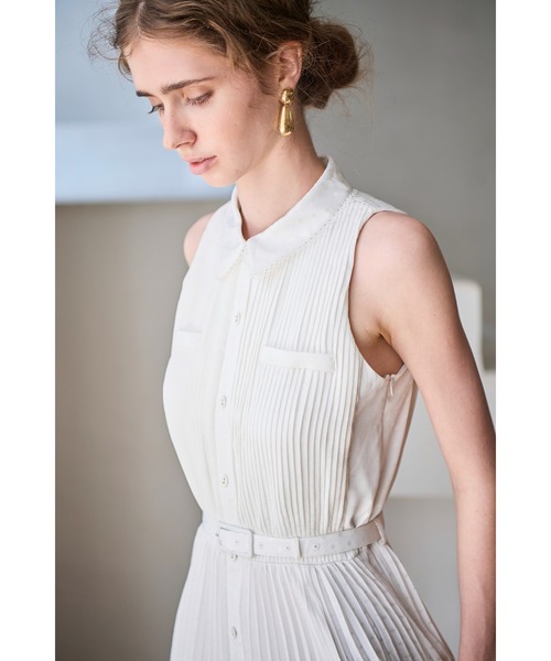 Estella.K(エステラケー)の「Miranda Pleated Dress ドットジャガードプリーツドレス(ワンピース・レディース・ブラック/ホワイト/ミント・FREE)」の9枚目の写真