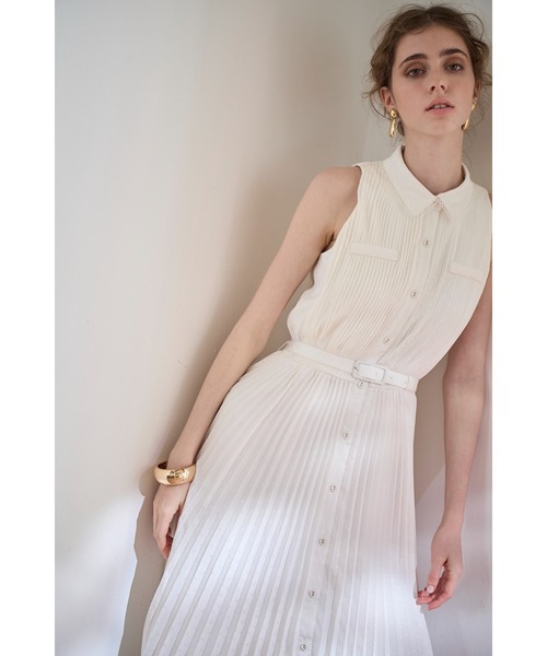 Estella.K(エステラケー)の「Miranda Pleated Dress ドットジャガードプリーツドレス(ワンピース・レディース・ブラック/ホワイト/ミント・FREE)」の10枚目の写真