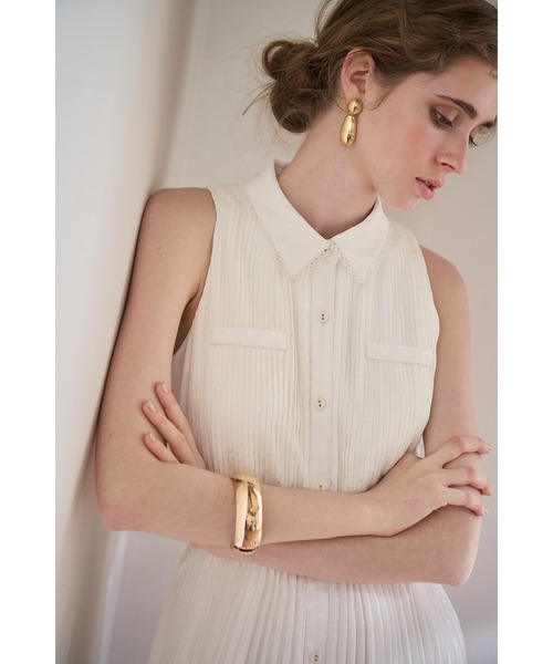 Estella.K(エステラケー)の「Miranda Pleated Dress ドットジャガードプリーツドレス(ワンピース・レディース・ブラック/ホワイト/ミント・FREE)」の11枚目の写真