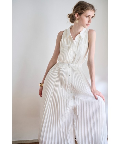 Estella.K(エステラケー)の「Miranda Pleated Dress ドットジャガードプリーツドレス(ワンピース・レディース・ブラック/ホワイト/ミント・FREE)」の12枚目の写真