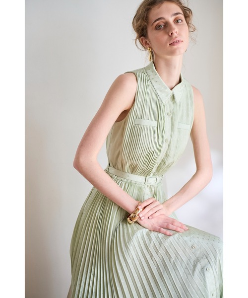 Miranda Pleated Dress ドットジャガードプリーツドレス（ワンピース