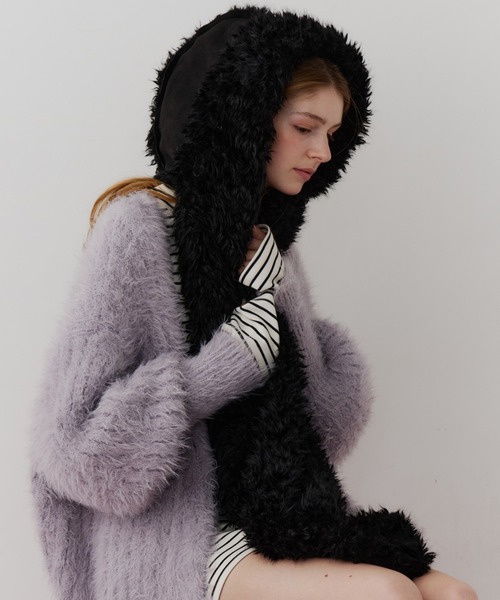 ムートンライクボンディングフードマフラー（マフラー）｜J1U by LA