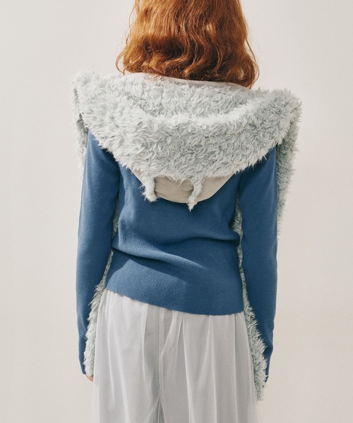 【新品未使用】LA BELLE ETUDEムートンマフラー J1U by LA BELLE ETUDE】ムートンライクボンディングフードマフラー