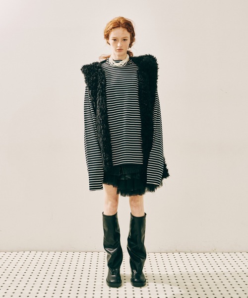 ムートンライクボンディングフードマフラー（マフラー）｜J1U by LA