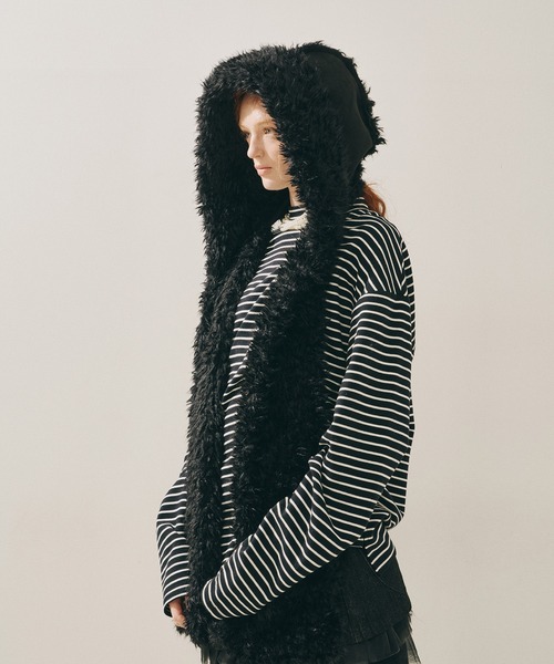 ムートンライクボンディングフードマフラー（マフラー）｜J1U by LA