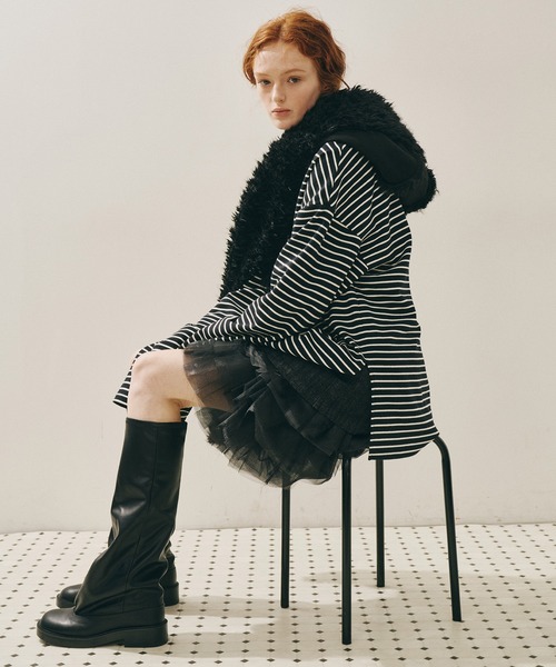 ムートンライクボンディングフードマフラー（マフラー）｜J1U by LA