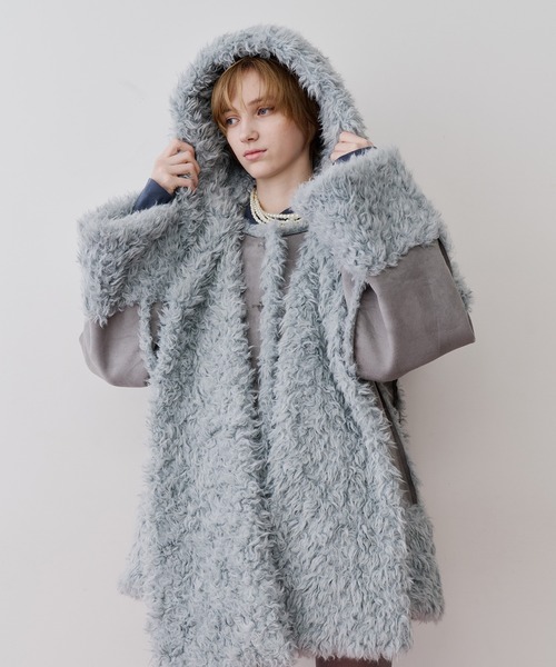 ムートンライクボンディングフードマフラー（マフラー）｜J1U by LA