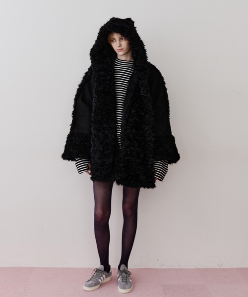 ムートンライクボンディングフードマフラー（マフラー）｜J1U by LA