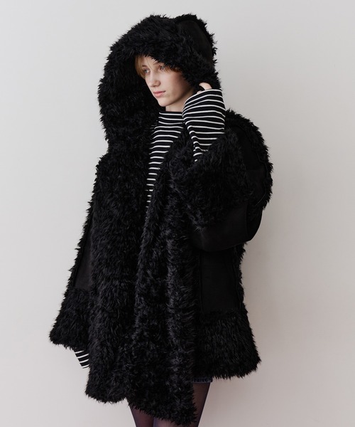 ムートンライクボンディングフードマフラー（マフラー）｜J1U by LA