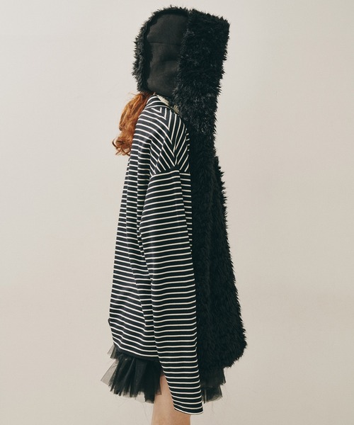 ムートンライクボンディングフードマフラー（マフラー）｜J1U by LA