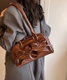 ショルダーバッグ（ブラウン/茶色系・リボン）ファッション通販