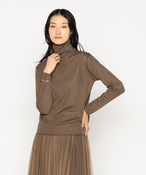 COMME CA（コムサ）の「ソフトチュール×ウーリー分繊トリコット広巾 プルオーバー（Tシャツ/カットソー・レディース・チャコール/ブルー系その他/ミント/キャメル・9号/11号）」の4枚目の写真