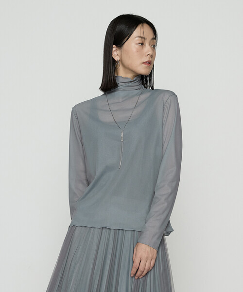 COMME CA（コムサ）の「ソフトチュール×ウーリー分繊トリコット広巾 プルオーバー（Tシャツ/カットソー・レディース・チャコール/ブルー系その他/ミント/キャメル・9号/11号）」の2枚目の写真