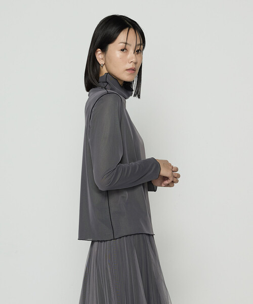 COMME CA（コムサ）の「ソフトチュール×ウーリー分繊トリコット広巾 プルオーバー（Tシャツ/カットソー・レディース・チャコール/ブルー系その他/ミント/キャメル・9号/11号）」の21枚目の写真