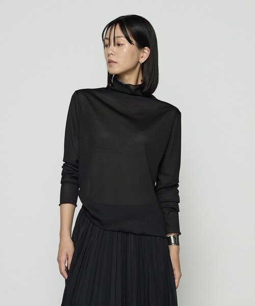 COMME CA（コムサ）の「ソフトチュール×ウーリー分繊トリコット広巾 プルオーバー（Tシャツ/カットソー・レディース・チャコール/ブルー系その他/ミント/キャメル・9号/11号）」の7枚目の写真