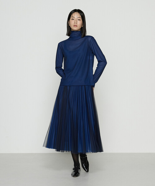 COMME CA（コムサ）の「ソフトチュール×ウーリー分繊トリコット広巾 プルオーバー（Tシャツ/カットソー・レディース・チャコール/ブルー系その他/ミント/キャメル・9号/11号）」の6枚目の写真