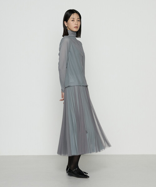 COMME CA（コムサ）の「ソフトチュール×ウーリー分繊トリコット広巾 プルオーバー（Tシャツ/カットソー・レディース・チャコール/ブルー系その他/ミント/キャメル・9号/11号）」の18枚目の写真