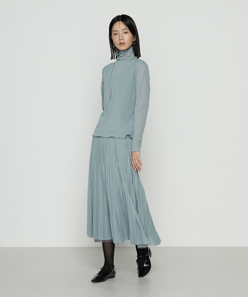 COMME CA（コムサ）の「ソフトチュール×ウーリー分繊トリコット広巾 プルオーバー（Tシャツ/カットソー・レディース・チャコール/ブルー系その他/ミント/キャメル・9号/11号）」の14枚目の写真