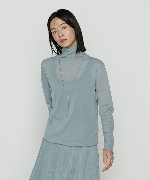 COMME CA（コムサ）の「ソフトチュール×ウーリー分繊トリコット広巾 プルオーバー（Tシャツ/カットソー・レディース・チャコール/ブルー系その他/ミント/キャメル・9号/11号）」の13枚目の写真