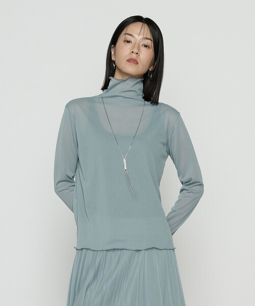 COMME CA（コムサ）の「ソフトチュール×ウーリー分繊トリコット広巾 プルオーバー（Tシャツ/カットソー・レディース・チャコール/ブルー系その他/ミント/キャメル・9号/11号）」の16枚目の写真