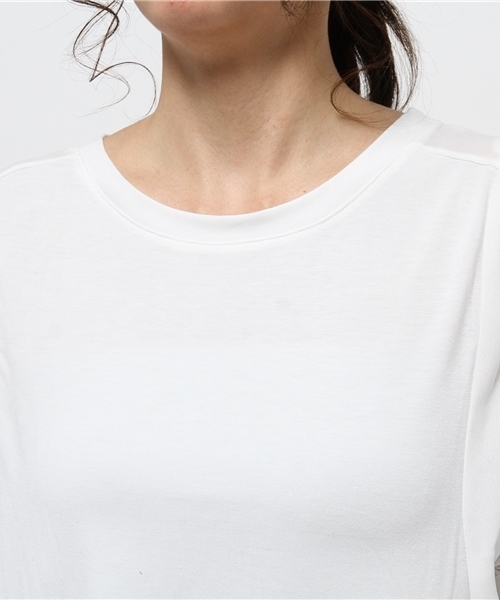 OUTLET(アウトレット)の「【Discoat】布帛切替袖リボンP/O(Tシャツ/カットソー・レディース・オフホワイト/杢グレー・MEDIUM/LARGE)」の3枚目の写真