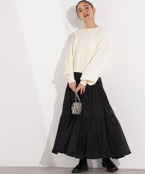 N.（N. Natural Beauty Basic）（エヌエヌナチュラルビューティーベーシック）の「【PS/低身長サイズ】オーガンジーティアードスカート（スカート・レディース・ブラック/マスタード/オフホワイト・MEDIUM/P/S）」の13枚目の写真